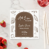 All I Sea is Love Brown Seashells Doodles  スタンダードランチョンナプキン (インサイチュ)