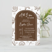 All I Sea is Love Brown Seashells Doodles  招待状 (スタンド正面)