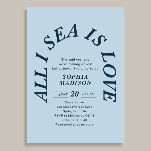All I Sea Is Love Coastal Bridal Shower Blue 招待状