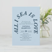 All I Sea Is Love Coastal Bridal Shower Blue 招待状 (スタンド正面)