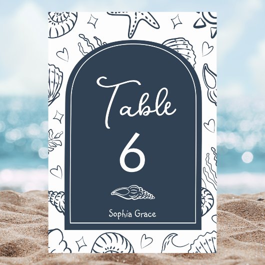 All I Sea is Love Dark Blue Seashells テーブルナンバー