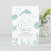 All I Sea is Love Dolphin Coastal Bridal Shower 招待状 (スタンド正面)