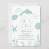All I Sea is Love Dolphin Coastal Bridal Shower 招待状 (正面)