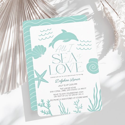 All I Sea is Love Dolphin Coastal Bridal Shower 招待状