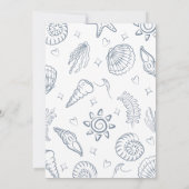All I Sea is Love Dusty Blue Seashells Doodles 招待状 (裏面)