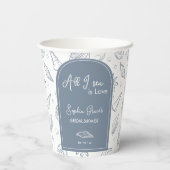 All I Sea is Love Dusty Blue Seashells Doodles  紙コップ (裏面)