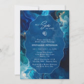 All I Sea Is Love Moody Coastal Blue Bridal Shower 招待状 (正面)