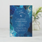 All I Sea Is Love Moody Coastal Blue Bridal Shower 招待状 (スタンド正面)
