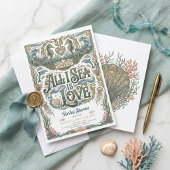 All I Sea Is Love Nautical Art Nouveau Bridal  招待状