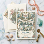 All I Sea Is Love Nautical Art Nouveau Bridal  招待状