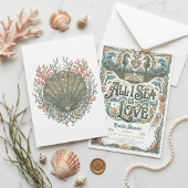 All I Sea Is Love Nautical Art Nouveau Bridal  招待状