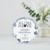 All I Sea Is Love Nautical Bridal Shower Seashell  招待状 (スタンド正面)