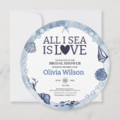 All I Sea Is Love Nautical Bridal Shower Seashell  招待状 (正面)