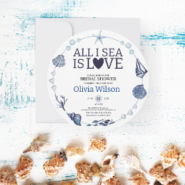 All I Sea Is Love Nautical Bridal Shower Seashell  招待状