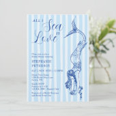 All I Sea Is Love Nautical Mermaid Bridal Shower 招待状 (スタンド正面)