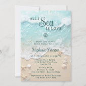 All I Sea Is Love Ocean Waves Beach Bridal Shower 招待状 (正面)