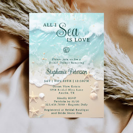 All I Sea Is Love Ocean Waves Beach Bridal Shower 招待状