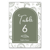 All I Sea is Love Sage Green Seashells テーブルナンバー (正面)