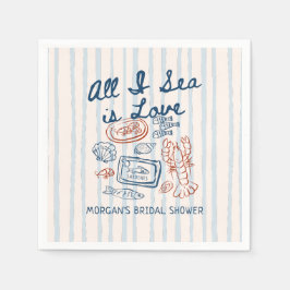 All I Sea is Love Seafood Bridal Shower スタンダードカクテルナプキン