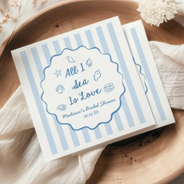 All I Sea Is Love Seashell Coastal Bridal Shower スタンダードカクテルナプキン