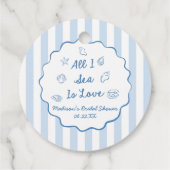All I Sea Is Love Seashell Coastal Bridal Shower フェイバータグ (裏面)