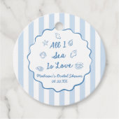All I Sea Is Love Seashell Coastal Bridal Shower フェイバータグ (正面)