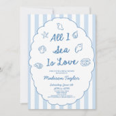 All I Sea Is Love Seashell Coastal Bridal Shower 招待状 (正面)