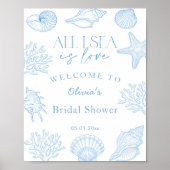 All I sea Is Love Seashells Bridal Shower welcome ポスター (正面)