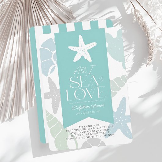 All I Sea is Love Starfish Bridal Shower 招待状