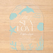 All I Sea is Love Turqouise Dolphin Bridal Shower アクリル招待状 (正面)