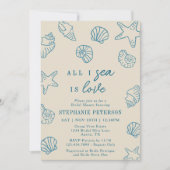 All I Sea Is Love Whimsical Beach Bridal Shower 招待状 (正面)