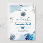 All I Sea Love Seashells沿岸ブライダルシャワー 招待状 (正面)