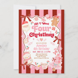 All I Want Christmas 4th Birthday Invitation 招待状