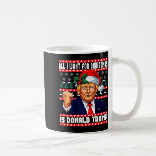 All I Want Christmas Is Donald Trump Ugly Sweater  コーヒーマグカップ (右)