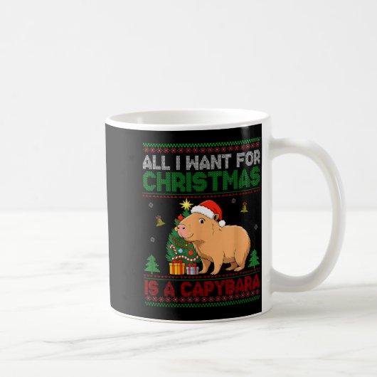 All I Want For Christmas Is A Capybara Ugly Sweate コーヒーマグカップ (右)
