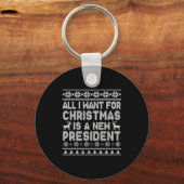 All I Want For Christmas Is A New President Ugly L キーホルダー (正面)