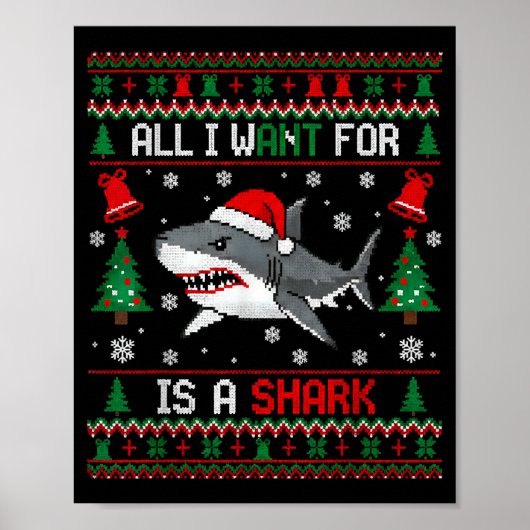 All-i-want-for Christmas Is A Shark, Funny Shark C ポスター (正面)