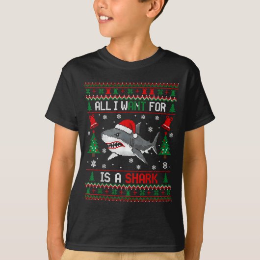 All-i-want-for Christmas Is A Shark, Funny Shark C Tシャツ (正面)