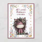 All I Want for Christmas Is A UNICORN シーズンポストカード (正面)