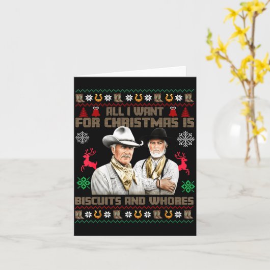 All I Want For Christmas Is Biscuits Funny Ugly Ch カード (黄色い花)