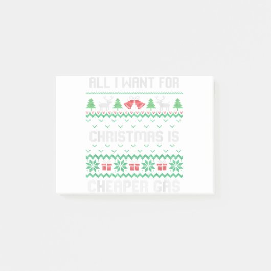 All I Want For Christmas Is Cheaper Gas Funny Ugly ポストイット (正面)