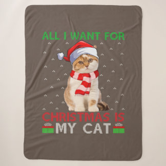 All I Want For Christmas Is My Cat Ugly Santa Cat シェルパブランケット
