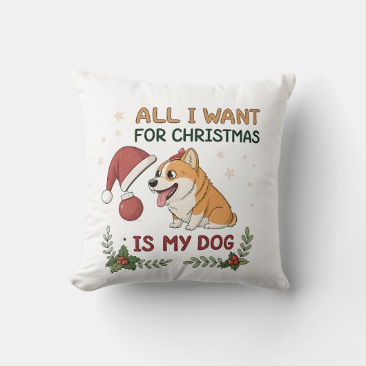 All I Want for Christmas Is My Dog Art クッション (正面)