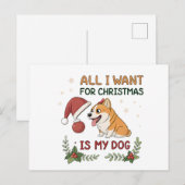 All I Want for Christmas Is My Dog Art シーズンポストカード (正面/裏面)