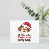 All I Want for Christmas Is My Dog Art ポストカード (スタンド正面)
