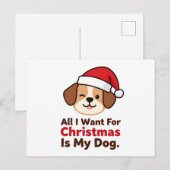 All I Want for Christmas Is My Dog Art ポストカード (正面/裏面)