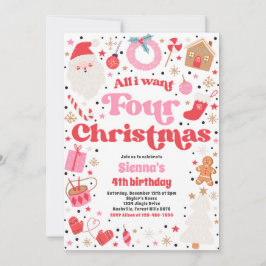 All I Want Four Christmas 4th Birthday Party 招待状
