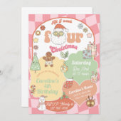 All I want four Christmas girl 4th birthday. 招待状 (正面/裏面)