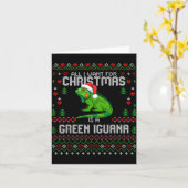 All I Want Green Iguana Lizard Christmas Ugly Xmas カード (黄色い花)