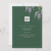 All-in1エレガントウィステリアフローラグリーン金ゴールド結婚 招待状 (裏面)